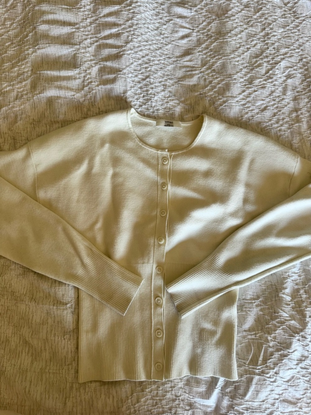 Aritzia Light Cream Button-Front Cardigan